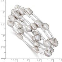 8-9mm Grey Baroque Freshwater Cultured Pearl and Glass Beaded Wrap Bracelet view 3