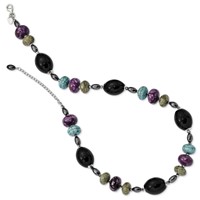 SS BlkAgte Crys Hem Prpl Magn. Recon.Magn. Serpen. w 2inext Necklace view 2