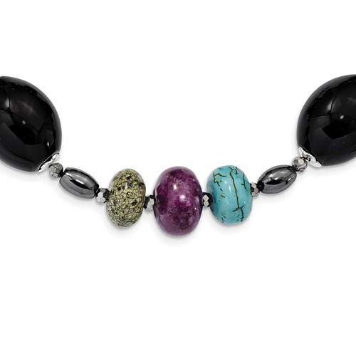 SS BlkAgte Crys Hem Prpl Magn. Recon.Magn. Serpen. w 2inext Necklace
