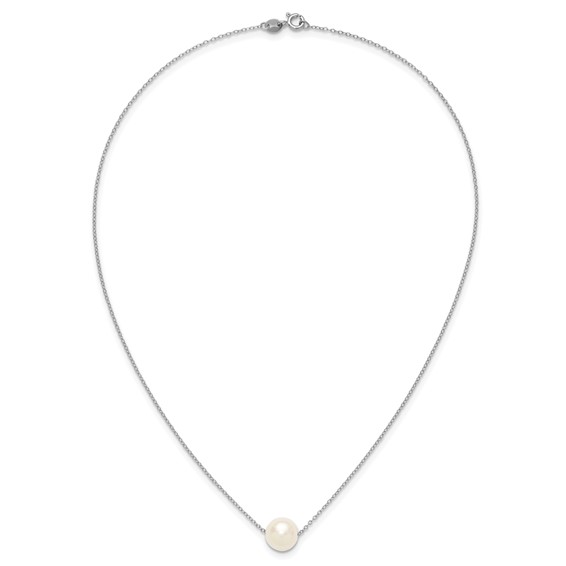 Sterling Silver White Near Round FWC Pearl Necklace