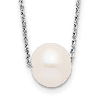 Sterling Silver White Near Round FWC Pearl Necklace