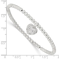 Sterling Silver CZ Heart Beaded Stretch Bracelet view 3