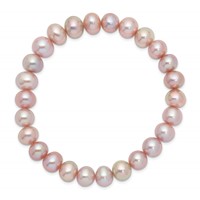 8-9mm Pink Near-round Freshwater Cultured Pearl Stretch Bracelet view 2
