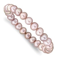 8-9mm Pink Near-round Freshwater Cultured Pearl Stretch Bracelet view 1