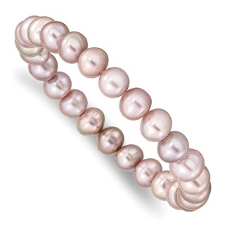 8-9mm Pink Near-round Freshwater Cultured Pearl Stretch Bracelet