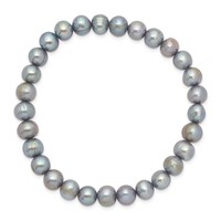 6-7mm Grey Semi-Round Freshwater Cultured Pearl Stretch Bracelet view 2
