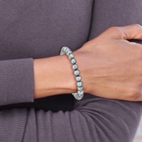 6-7mm Grey Semi-Round Freshwater Cultured Pearl Stretch Bracelet view 4