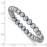 6-7mm Grey Semi-Round Freshwater Cultured Pearl Stretch Bracelet view 3