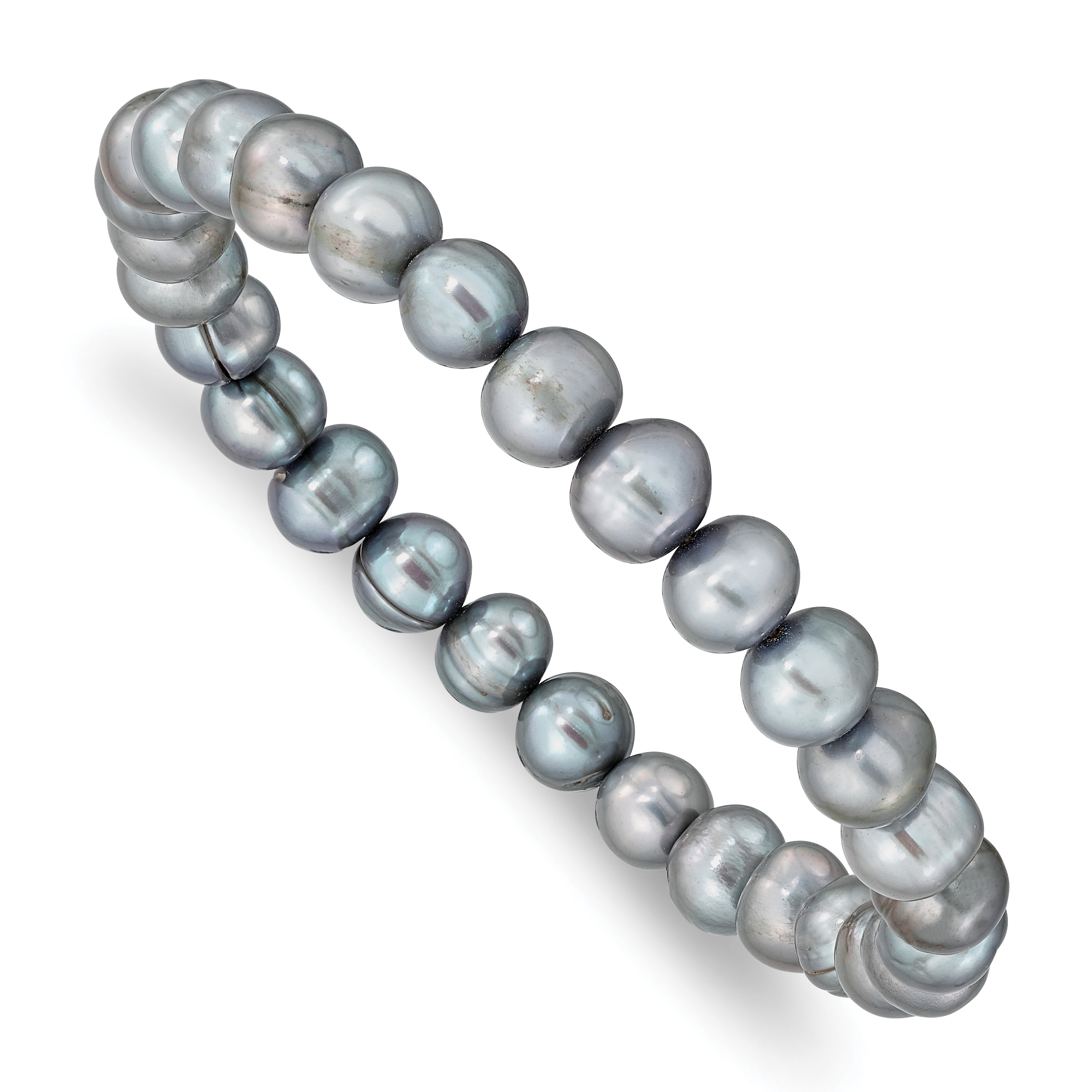 6-7mm Grey Freshwater Cultured Pearl Stretch Bracelet (QH5459)