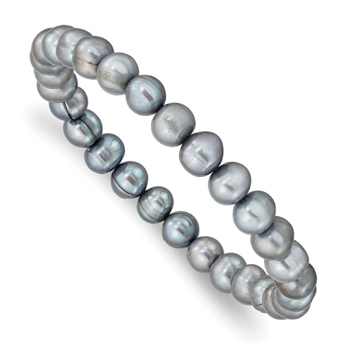 6-7mm Grey Semi-Round Freshwater Cultured Pearl Stretch Bracelet