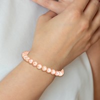 6-7mm Pink Semi-Round Freshwater Cultured Pearl Stretch Bracelet view 4