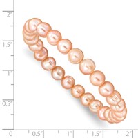 6-7mm Pink Semi-Round Freshwater Cultured Pearl Stretch Bracelet view 3