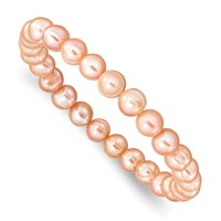 6-7mm Pink Semi-Round Freshwater Cultured Pearl Stretch Bracelet view 1