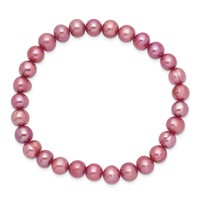 6-7mm Rose Semi-Round Freshwater Cultured Pearl Stretch Bracelet view 2
