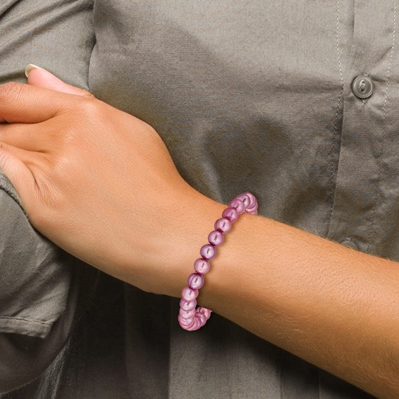 6-7mm Rose Freshwater Cultured Pearl Stretch Bracelet