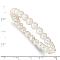 6-7mm White Semi-Round Freshwater Cultured Pearl Stretch Bracelet view 3