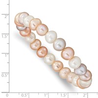 8-9mm White Pink Purple Near-Round Freshwater Cultured Pearl Stretch Bracelet view 3