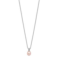 Sterling Silver Madi K Rhodium-plated 6-7mm Pink Rice Freshwater Cultured Pearl Necklace, 14" view 2