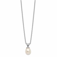 Sterling Silver Madi K Rhodium-plated 6-7mm White Rice Freshwater Cultured Pearl Necklace, 14" view 2