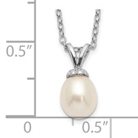 Sterling Silver Madi K Rhodium-plated 6-7mm White Rice Freshwater Cultured Pearl Necklace, 14" view 3