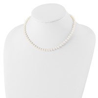 Sterling Silver Madi K Rhodium-plated 5-6mm White Semi-Round Freshwater Cultured Pearl Necklace with 2 Inch Extension, 14" view 3