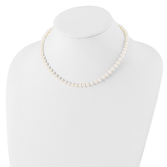 Sterling Silver Madi K Rhodium-plated 5-6mm White Semi-Round Freshwater Cultured Pearl 14 inch with 2 inch Extension Children's Necklace