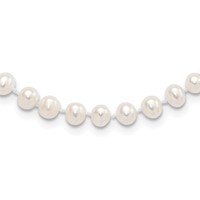 Sterling Silver Madi K Rhodium-plated 5-6mm White Semi-Round Freshwater Cultured Pearl Necklace with 2 Inch Extension, 14" view 1