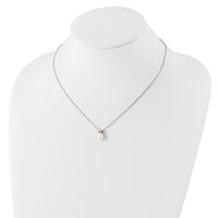 Sterling Silver Rhodium-plated 7-7.5mm White Rice Freshwater Cultured Pearl Necklace with 1.5 Inch Extension, 16" view 4