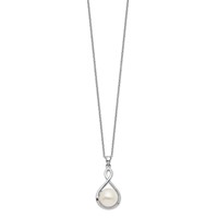 Sterling Silver Rhodium-plated 10-11mm White Button Freshwater Cultured Pearl Necklace, 17" view 2