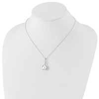 Sterling Silver Rhodium-plated 10-11mm White Button Freshwater Cultured Pearl Necklace, 17" view 4