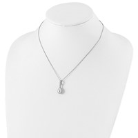 Sterling Silver Rhodium-plated 8-9mm Grey Teardrop Freshwater Cultured Pearl and CZ Necklace, 17" view 4