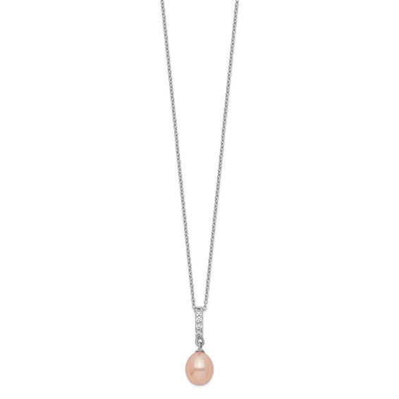 Sterling Silver FWC Pearl and CZ Necklace