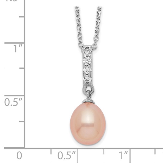 Sterling Silver FWC Pearl and CZ Necklace