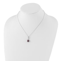 Sterling Silver Rhodium-plated 8-9mm Black Teardrop Freshwater Cultured Pearl and CZ Necklace, 17" view 4