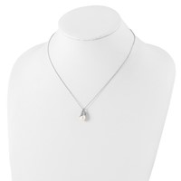 Sterling Silver Rhodium-plated 8-9mm White Teardrop Freshwater Cultured Pearl Necklace, 17" view 4