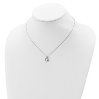 Sterling Silver Rhodium-plated 4-5mm White Button Freshwater Cultured Pearl Heart Necklace, 17" view 4