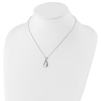 Sterling Silver Rhodium-plated 6-7mm White Button Freshwater Cultured Pearl Necklace, 17" view 4