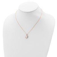 Sterling Silver 18K Flash Rose Gold-plated 7-8mm Button Freshwater Cultured Pearl Heart Necklace, 17" view 4