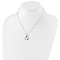 Sterling Silver Rhodium-plated 7-8mm White Button Freshwater Cultured Pearl Heart Necklace, 17" view 4