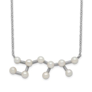 Sterling Silver Rhd-plat 10 3-4mm FWC Pearl Sagitarius w/ 1in ext. Necklace