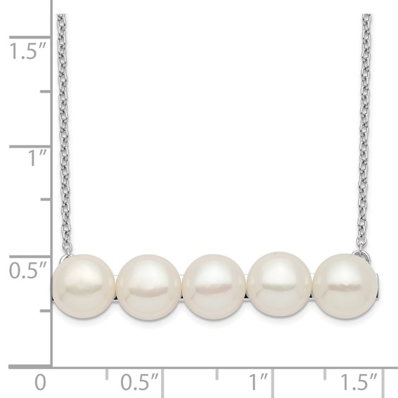 Sterling Silver Rhodium-plated 7-8mm White Button FWC Pearl Necklace