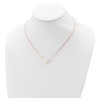 Sterling Silver Rose-tone 18K Flash Gold-plated 8-9mm White Near-Round Freshwater Cultured Pearl Necklace, 18" view 4
