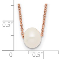 Sterling Silver Rose-tone 18K Flash Gold-plated 8-9mm White Near-Round Freshwater Cultured Pearl Necklace, 18" view 3