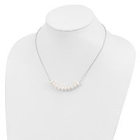 Sterling Silver Rhodium-plated 6-7mm White Near-Round Freshwater Cultured Pearl Necklace, 18" view 4