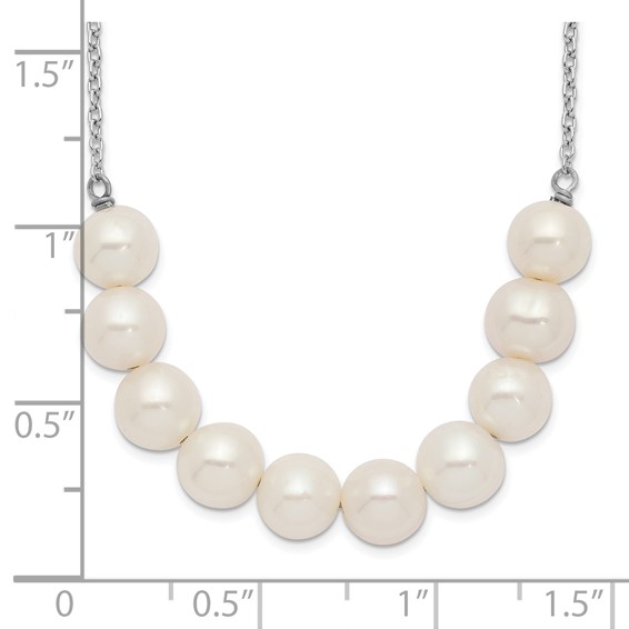Sterling Silver Rhodium-plated 6-7mm White Near-Round Freshwater Cultured Pearl 18 inch Necklace