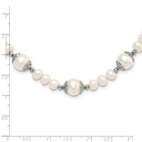 Sterling Silver Rhodium-plated 6-9mm White Freshwater Cultured Pearl 5-station Necklace, 18" view 5