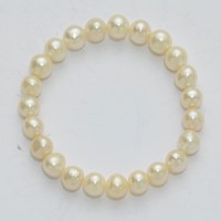 Madi K 5-6mm White Semi-Round Freshwater Cultured Pearl Xsmall Stretch Bracelet view 2