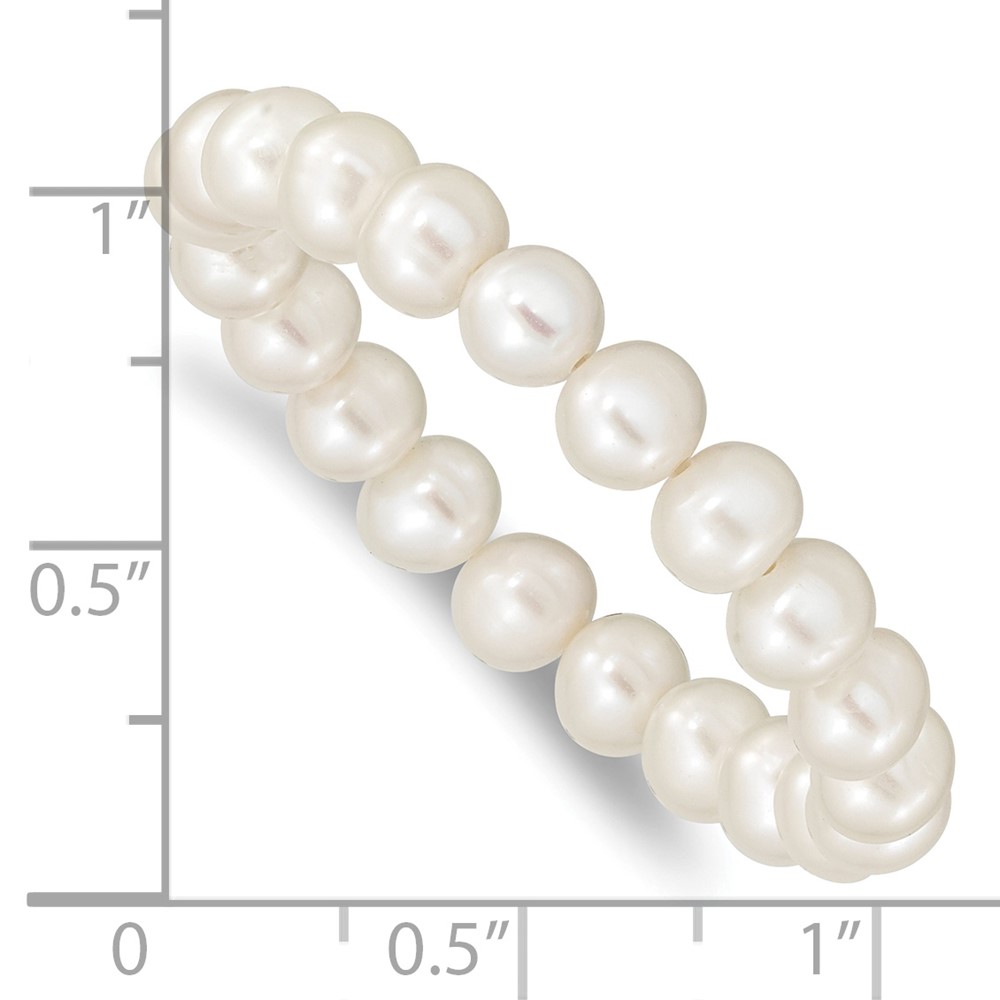 Madi K 5-6mm White Semi-Round Freshwater Cultured Pearl Children's Stretch Bracelet (QH5566)