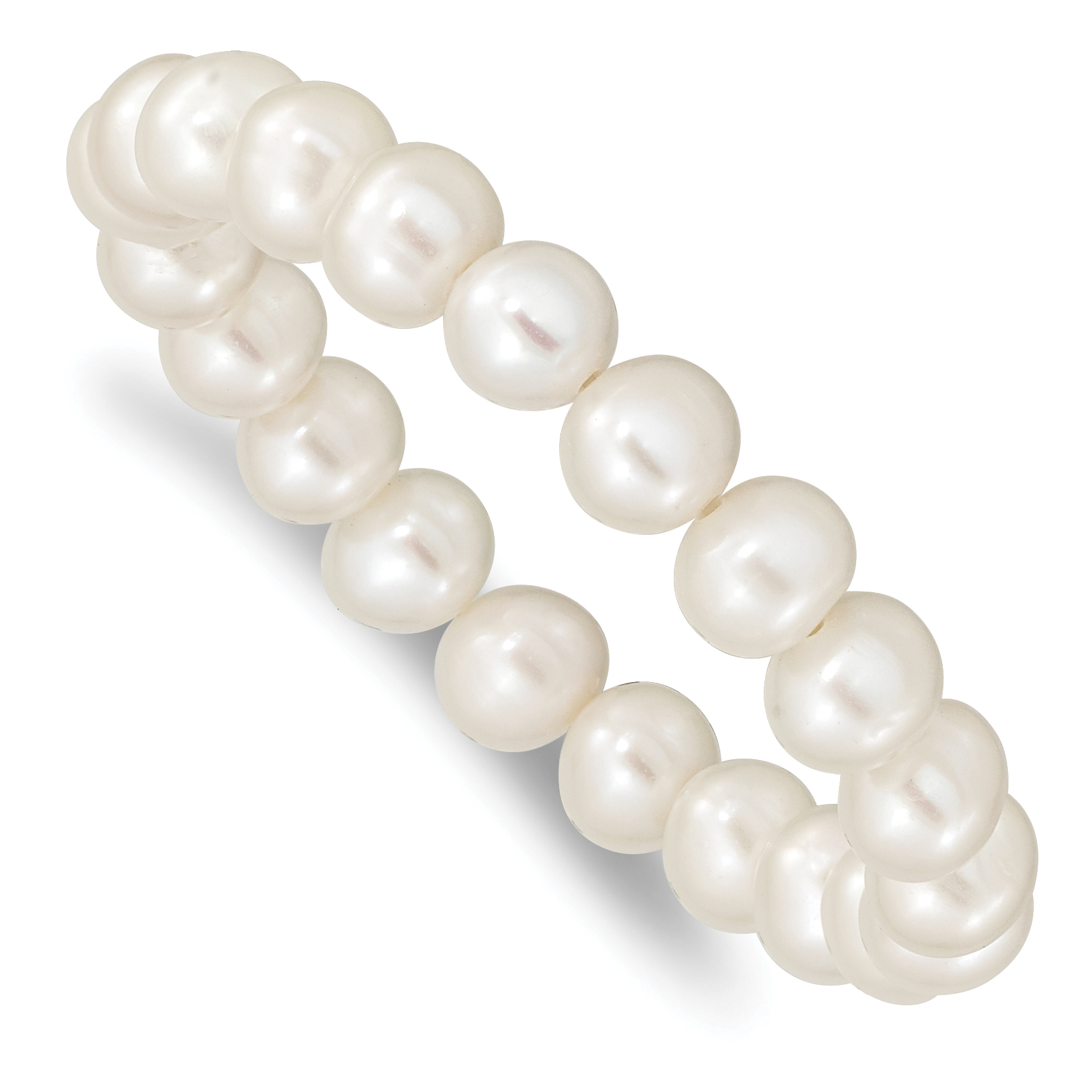 Madi K 5-6mm White Semi-Round Freshwater Cultured Pearl Children's Stretch Bracelet (QH5566)