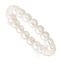 Madi K 5-6mm White Semi-Round Freshwater Cultured Pearl Xsmall Stretch Bracelet view 1